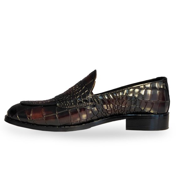 Bashwood Handmade Crocodile Style Men's Leather Loafer - Picture 2 of 4